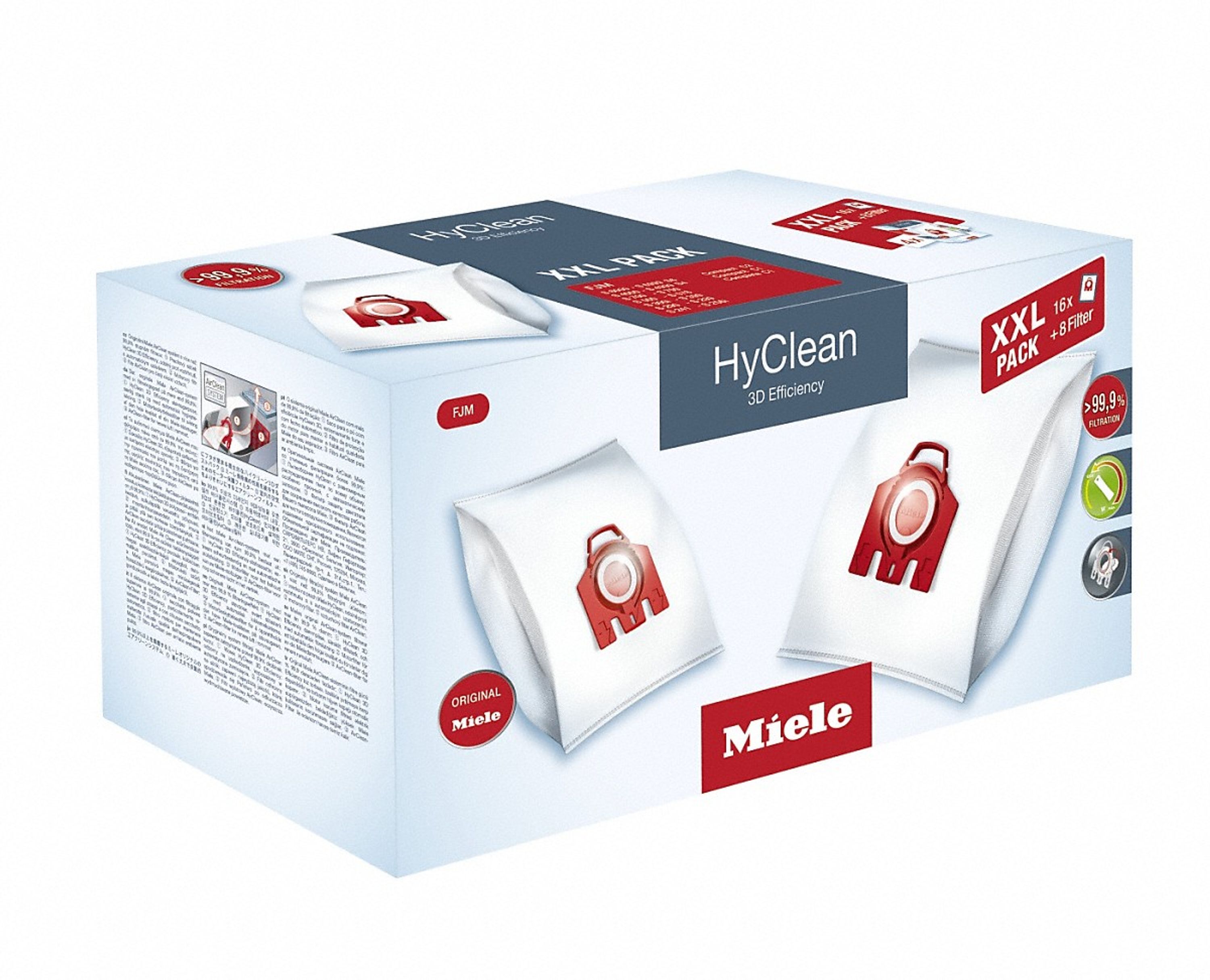 XXL_Pack 4x Miele Staubbeutel HyClean 3D Typ FJM – Farbe Rot